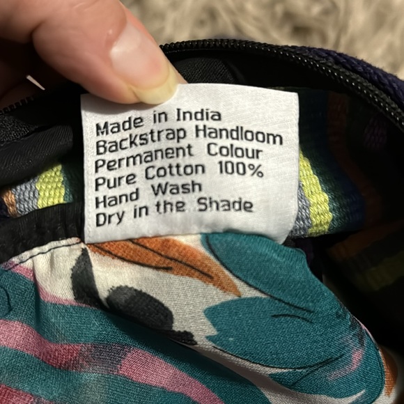 Seema Crossbody Bag-Cotton Cloth-Navy with Multi Stripe Detail-EUC-9x9 - Picture 12 of 16